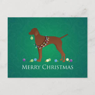 Vizsla Dog Merry Christmas Design Holiday Postcard