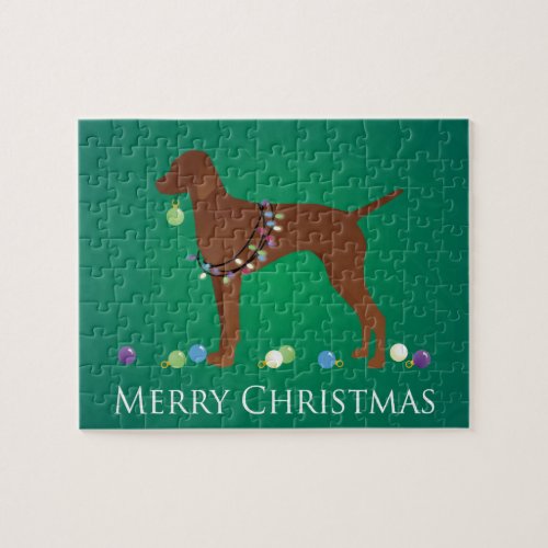 Vizsla Dog Merry Christmas Design Jigsaw Puzzle