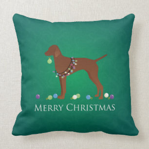 Vizsla Dog Merry Christmas Throw Pillow
