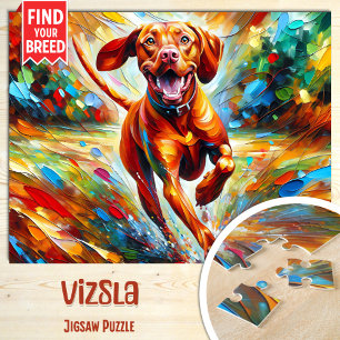 Vizsla Dog Portrait Acrylic Art Print Dog Lover Jigsaw Puzzle