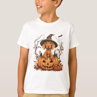 Vizsla Dog Pumpkin Halloween Thanksgiving T-Shirt