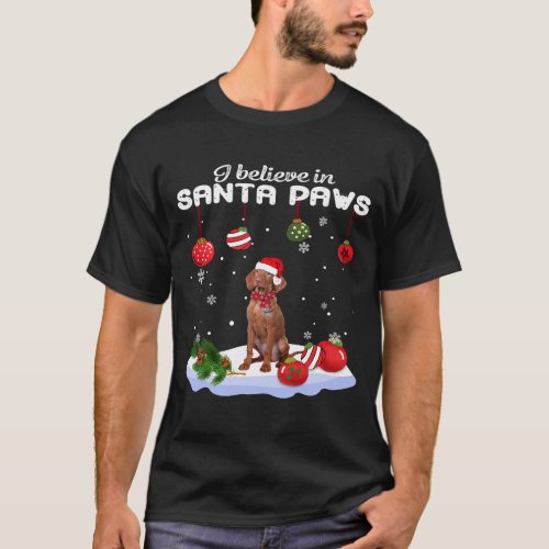 Vizsla dog Santa Christmas Tree Lights Xmas Boys D T_Shirt