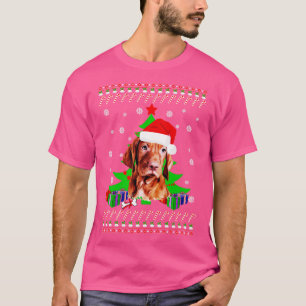 VIZSLA Dog Santa Hat Ugly Christmas Sweater Happy