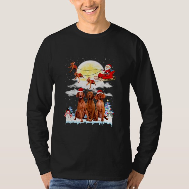 Vizsla Dog Santa Sleigh Christmas Lover  T-Shirt (Front)