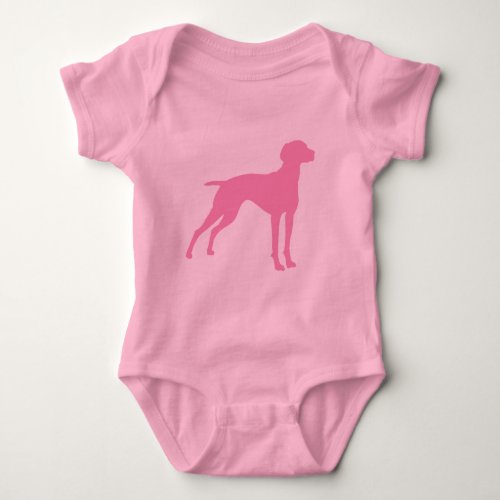 Vizsla Dog Silhouette pink Baby Bodysuit