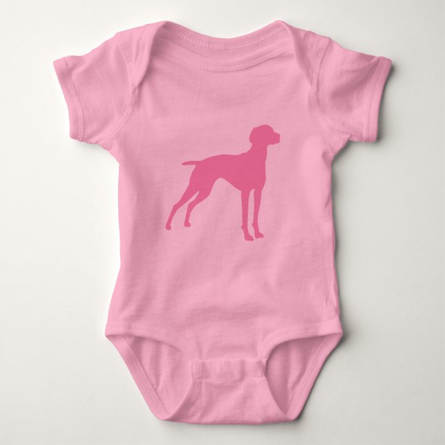 Vizsla Dog Silhouette (pink) Baby Bodysuit (Front)
