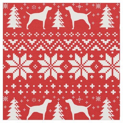 Vizsla Dog Silhouettes Christmas Holiday Patterned Fabric
