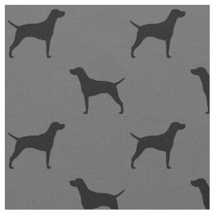 Vizsla Dog Silhouettes Pattern Grey and Black Fabric