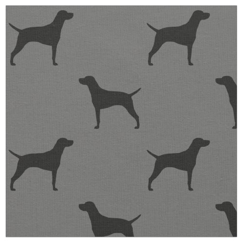 Vizsla Dog Silhouettes Pattern Grey and Black Fabric