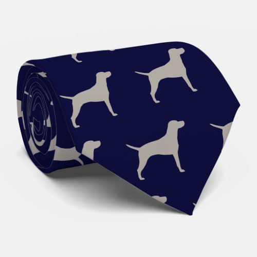 Vizsla Dog Silhouettes Pattern Midnight Blue Neck Tie