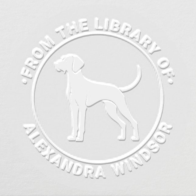 Vizsla Dog Standing Silh Library Book Name Embosser (Design)