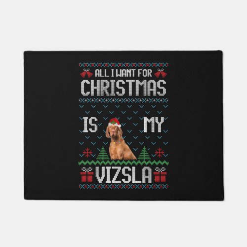 Vizsla Dog Ugly Christmas Sweater Doormat