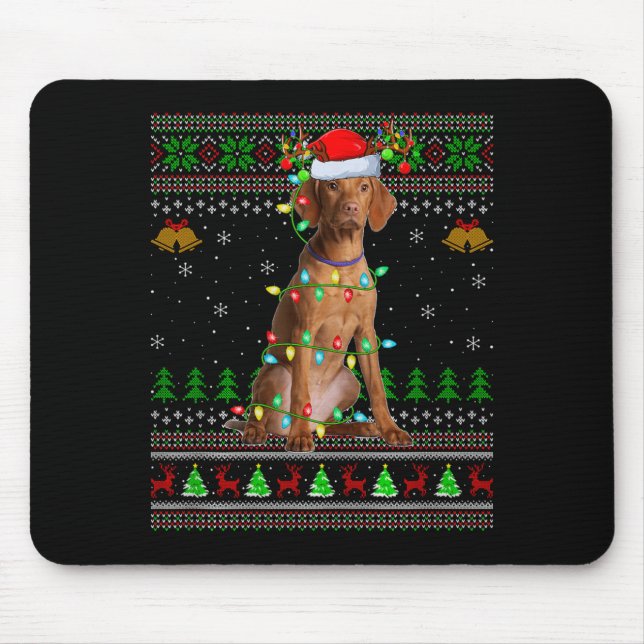 Vizsla Dog Ugly Christmas Sweaters Holiday Santa X Mouse Pad (Front)