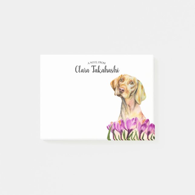 Vizsla Dog Violet Flower | Add Your Name Post-it Notes (Front)