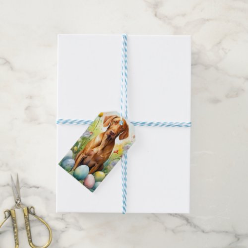 Vizsla Dog with Easter Eggs Holiday  Gift Tags