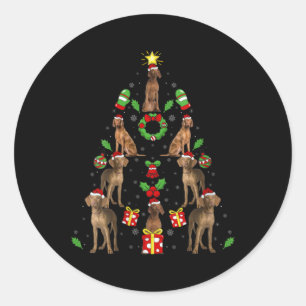 Vizsla Dog Xmas Lighting Tree Vizsla Christmas V N Classic Round Sticker