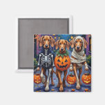Vizsla Dogs Trick-or-Treating in Halloween Costume Magnet