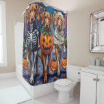 Vizsla Dogs Trick-or-Treating in Halloween Costume Shower Curtain