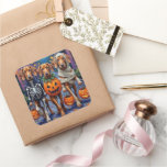 Vizsla Dogs Trick-or-Treating in Halloween Costume Square Sticker