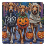 Vizsla Dogs Trick-or-Treating in Halloween Costume Trivet
