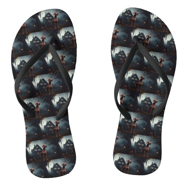 Vizsla Halloween Scary Flip Flops (Footbed)