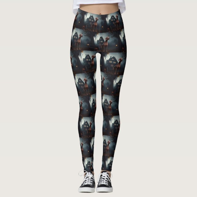 Vizsla Halloween Scary Leggings (Front)
