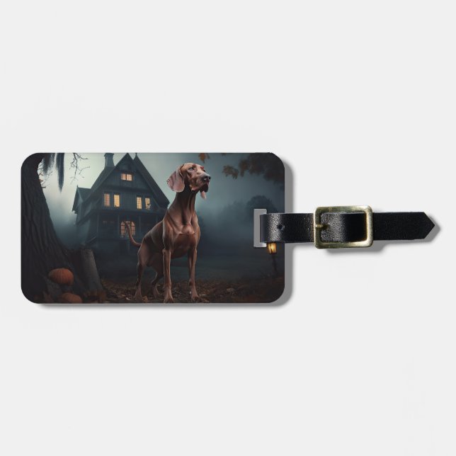 Vizsla Halloween Scary Luggage Tag (Front Horizontal)