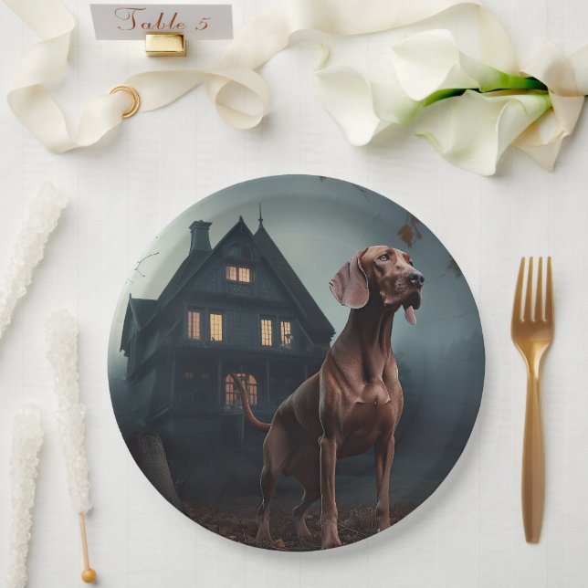 Vizsla Halloween Scary Paper Plates (Wedding)