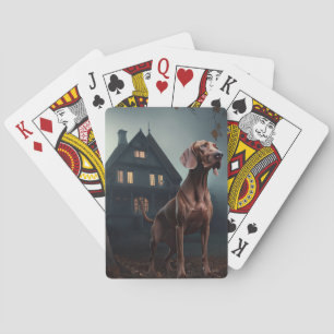 Vizsla Halloween Scary Poker Cards