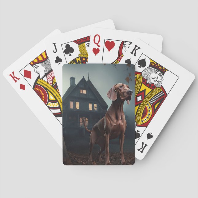 Vizsla Halloween Scary Poker Cards (Back)
