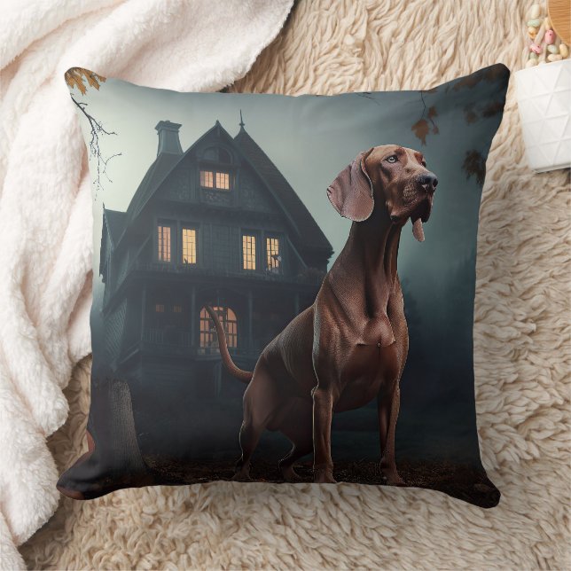 Vizsla Halloween Scary Throw Pillow (Blanket)