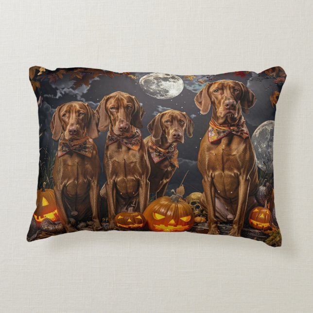 Vizsla Halloween Spooky Accent Pillow (Back)