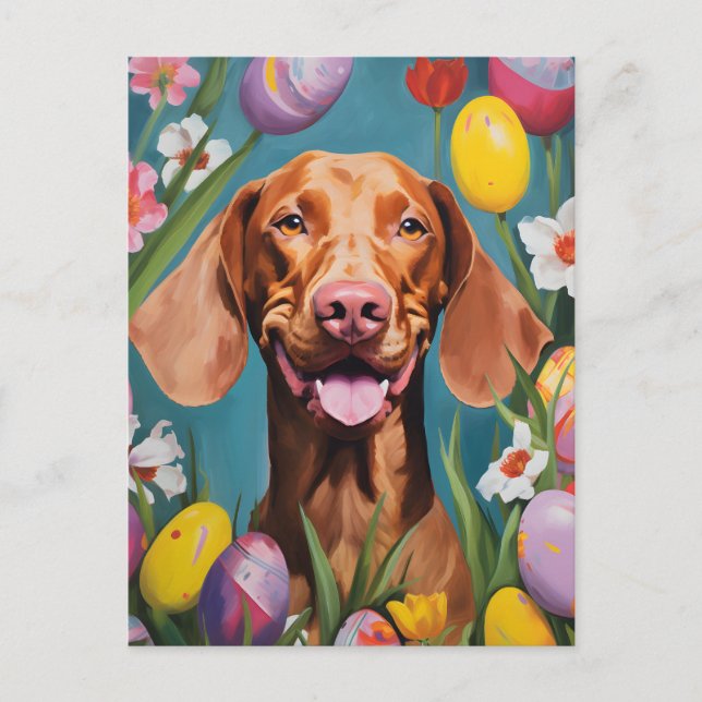 Vizsla Happy Easter Postcard (Front)