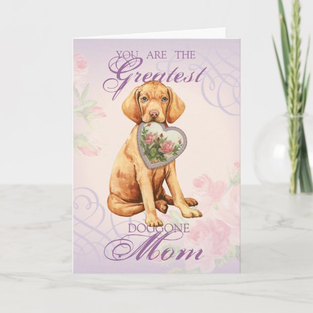 Vizsla Heart Mom Card (Front)