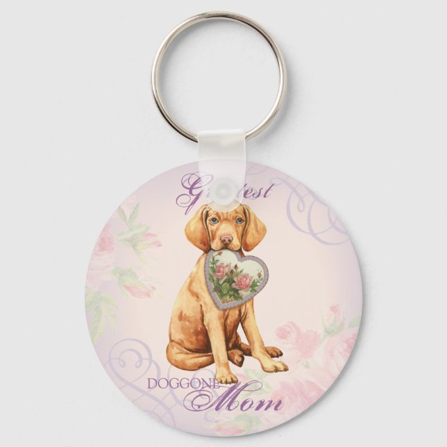 Vizsla Heart Mom Keychain (Front)