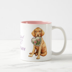 Vizsla Heart Mom Two-Tone Coffee Mug