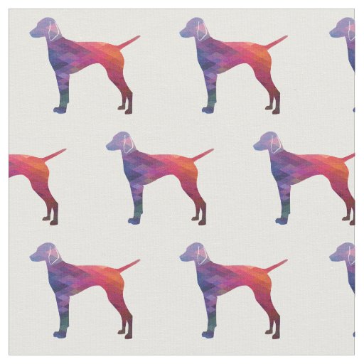 Vizsla Hound Geometric Pattern Silhouette Purple Fabric