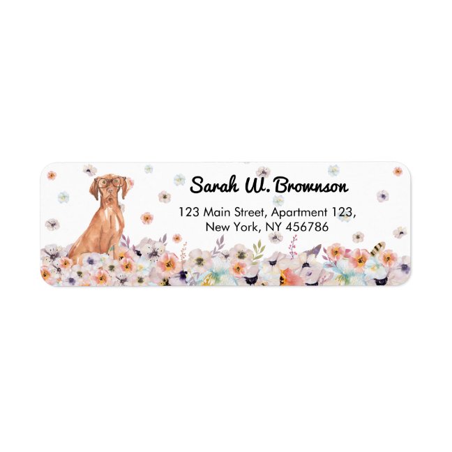 Vizsla Hungarian Dog with black framed eyeglasses Label