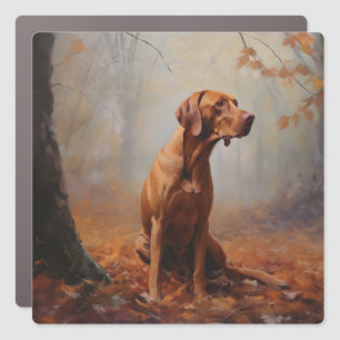 Vizsla in Autumn Leaves Fall Inspire Car Magnet