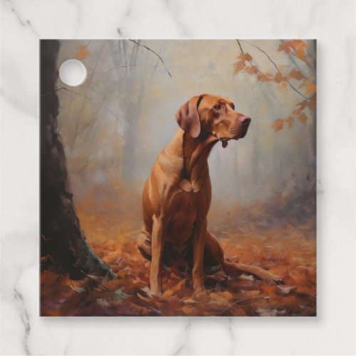 Vizsla in Autumn Leaves Fall Inspire Favor Tags