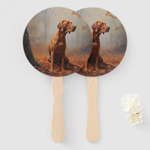 Vizsla in Autumn Leaves Fall Inspire Hand Fan