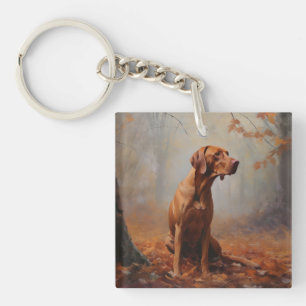 Vizsla in Autumn Leaves Fall Inspire Keychain