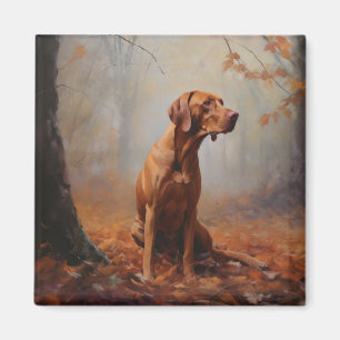 Vizsla in Autumn Leaves Fall Inspire Magnet