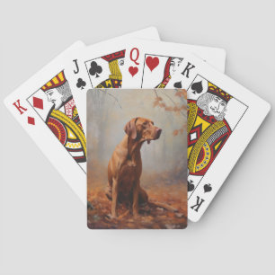 Vizsla in Autumn Leaves Fall Inspire Poker Cards