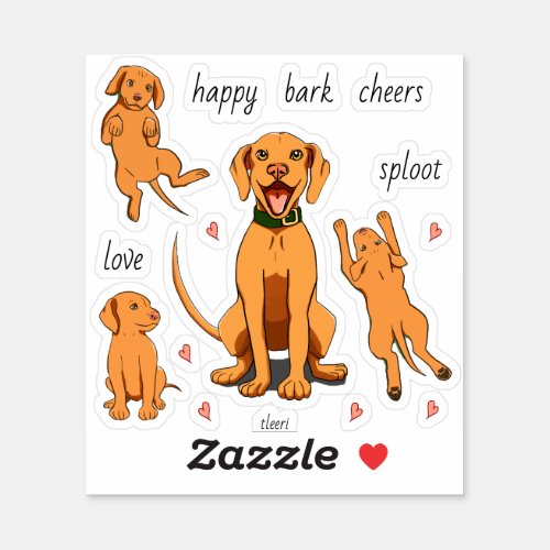 Vizsla Love Stylized Drawings and Custom Phrases Sticker