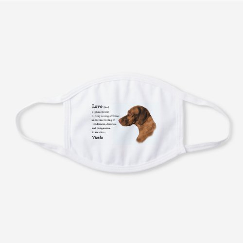 Vizsla LOVE White Cotton Face Mask