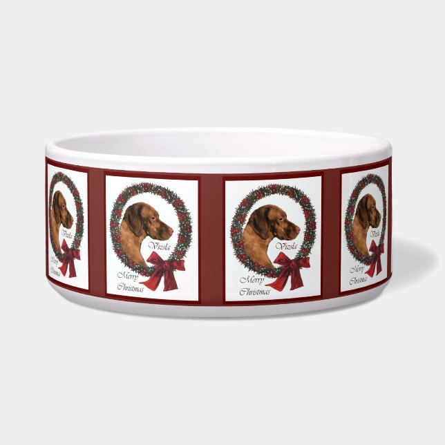 Vizsla Lovers Christmas Bowl (Front)