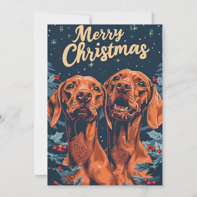 Vizsla Merry Christmas  Holiday Card (Front)