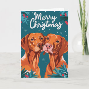 Vizsla Merry Christmas Personalized Holiday Card