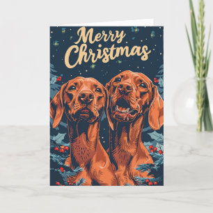 Vizsla Merry Christmas Personalized Holiday Card
